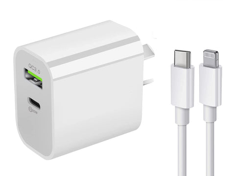 20W Fast Wall Charger with USB-C to Lightning cable