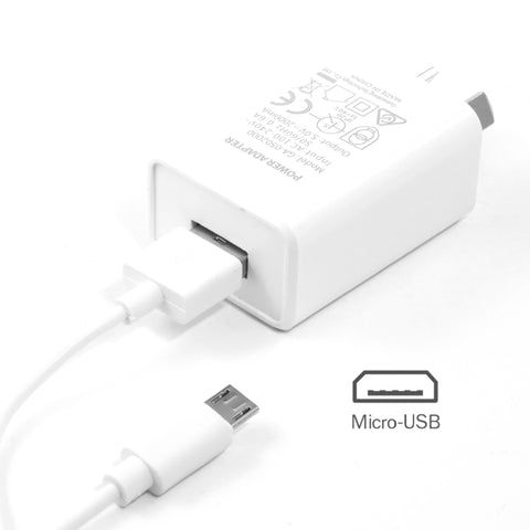 2A Wall Charger + Micro USB cable - White combo