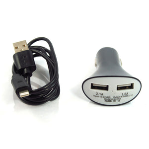 Dual USB Car Charger + Lightning cable combo - BLACK