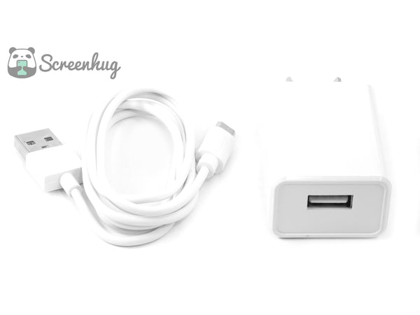 2A Wall Charger + Micro USB cable - White combo